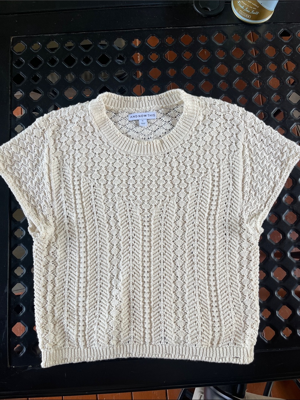And Now This Cream Short Sleeve Knit Top-EUC